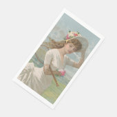 花柄の帽子のビクトリアンテニスのレディー・アンティーク (コーナー)