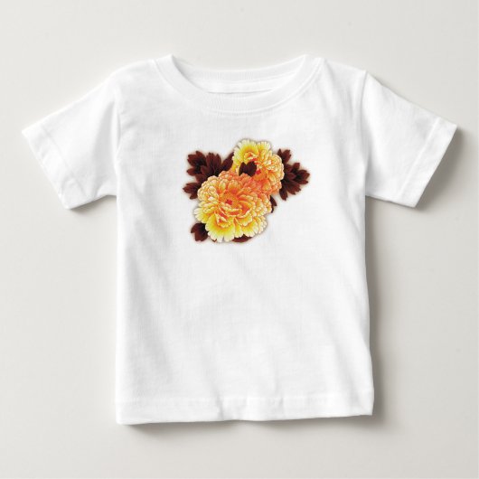花柄の幼児用Tシャツ　名前カスタム ベビーTシャツ (正面)