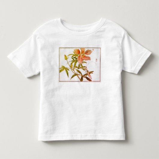 花柄の幼児用Tシャツ　名前入りカスタム トドラーTシャツ (正面)