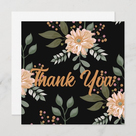 花柄の感謝カード (正面/裏面)