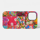 花柄の手作りパッチワークキルト iPhoneケース (裏面横)