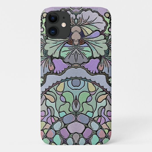 花柄の抽象的な紫色のパンジー モザイク パターン Case-Mate iPhoneケース (裏面)