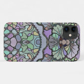 花柄の抽象的な紫色のパンジー モザイク パターン Case-Mate iPhoneケース (裏面(横))