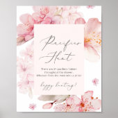 花柄の桜色のピンクのおしゃぶり探しゲーム ポスター (正面)