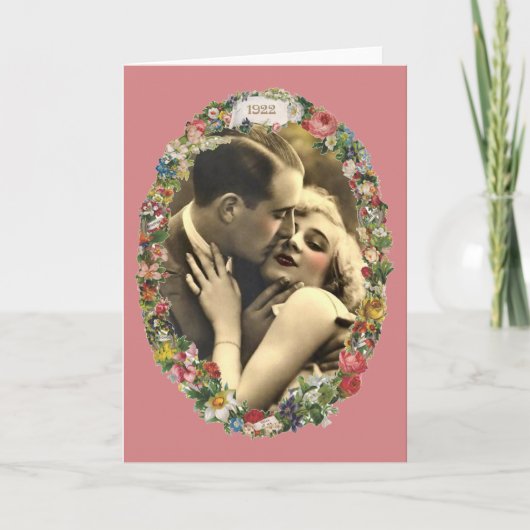 花柄の楕円形でロマンス カード (正面)