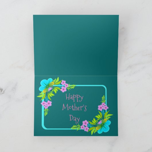 花柄の母の日のカードでかわいいバセットの子犬 カード (内部)