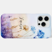 花柄の水彩iPhone 15 Pro Maxケース、涼しげ Case-Mate iPhoneケース (裏面 (横))