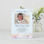 花柄の波の青い記念の通知 招待状 (スタンド正面)