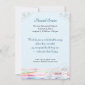 花柄の波の青い記念の通知 招待状 (裏面)