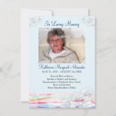 花柄の波の青い記念の通知 招待状 (正面)