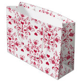 花柄の渦巻およびハートのバレンタインデーのギフトバッグ ラージペーパーバッグ (裏面アングル)
