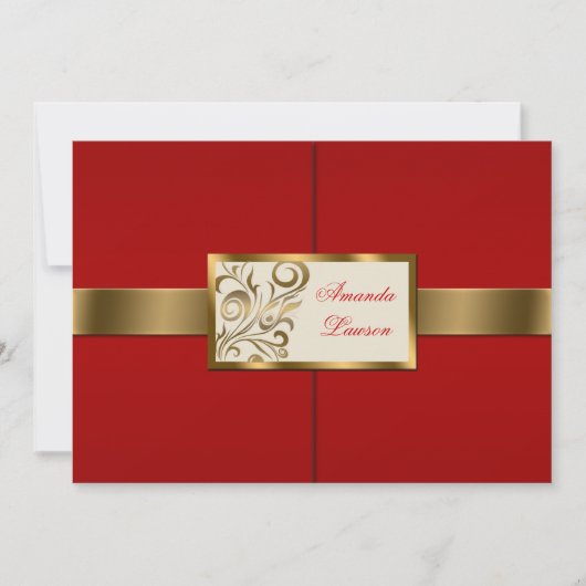 花柄の渦巻の招待状 招待状 (正面)