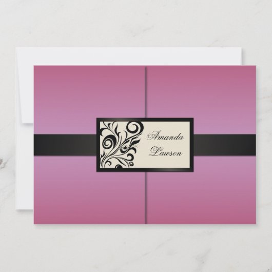 花柄の渦巻の招待状 招待状 (正面)