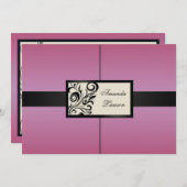 花柄の渦巻の招待状 招待状 (正面/裏面)