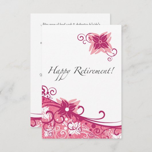 花柄の渦巻の退職のパーティの招待状 招待状 (正面/裏面)