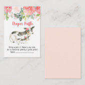 花柄の牛の赤ちゃんシャワーおむつくじカード エンクロージャーカード (正面/裏面)