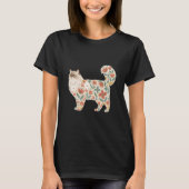 花柄の猫のデザイン かわいいラグドール キティ アート Tシャツ (正面)