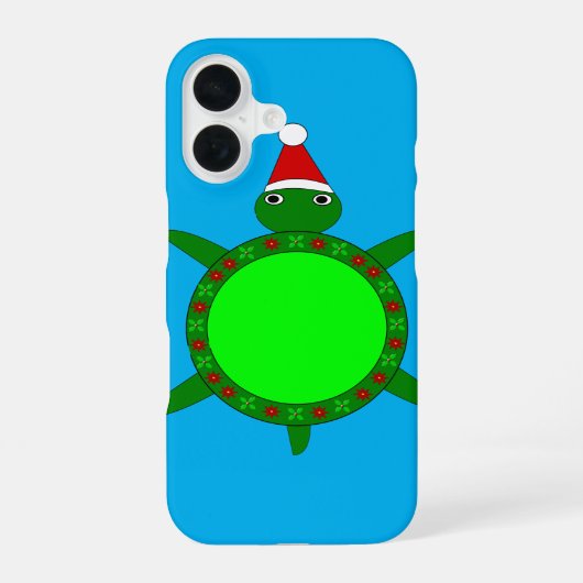 花柄の甲羅が可愛いクリスマスタートル iPhone 16ケース (裏面)