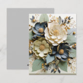 花柄の白いカード/封筒付き シーズンカード (正面/裏面)