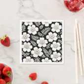 花柄の白いパール スタンダードカクテルナプキン (インサイチュ)