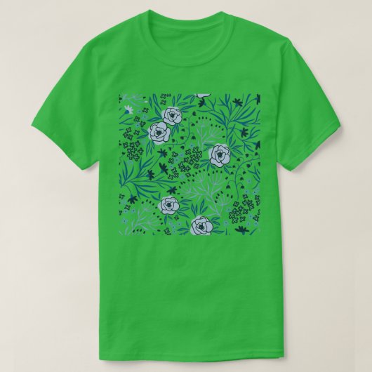 花柄の白い背景 Tシャツ (デザイン正面)
