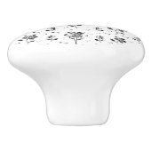 花柄の白黒の花 セラミックノブ (側面)