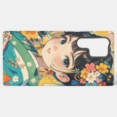 花柄の着物エレガンス SAMSUNG GALAXYケース (裏面横)