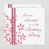 花柄の第17バースデーパーティ招待状 招待状 (正面/裏面)