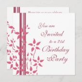 花柄の第21バースデーパーティ招待状 招待状 (正面/裏面)