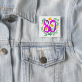 花柄の第80誕生日プレゼント 缶バッジ (インサイチュ)