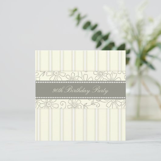 花柄の第90バースデーパーティ招待状 招待状 (スタンド正面)