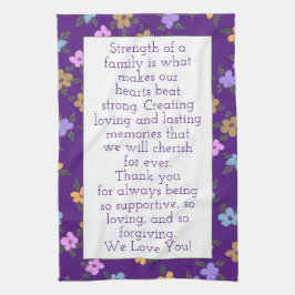 花柄の紫色 キッチンタオル