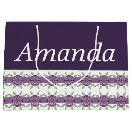 花柄の紫色 ラージペーパーバッグ