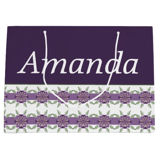 花柄の紫色 ラージペーパーバッグ (正面)