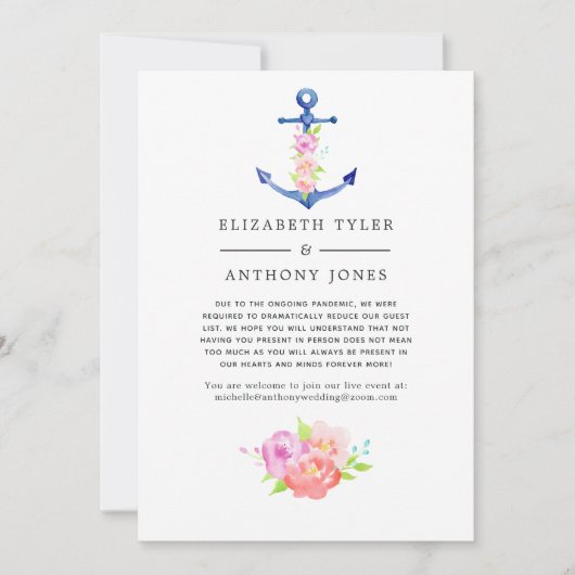 花柄の航海テーマの縮小されたゲストリスト 案内状 (正面)