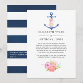 花柄の航海テーマの縮小されたゲストリスト 案内状 (正面/裏面)