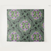 花柄の花の葉緑紫 タペストリー (正面(横))