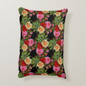 花柄の花バラ赤ピンクイエローグリーン アクセントクッション (裏面(縦))