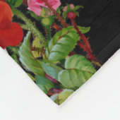 花柄の花バラ赤ピンクイエローグリーン フリースブランケット (角)