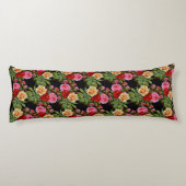 花柄の花バラ赤ピンクイエローグリーン ボディピロー (裏面)