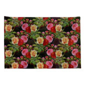 花柄の花バラ赤ピンクイエローグリーン 枕カバー (裏面-右)