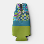 花柄の花嫁のシャワー　ターコイズと緑のレトロな花 ボトルクーラー (裏面)