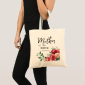 花柄の花嫁の母の名前入りおしゃれデザイン トートバッグ (正面(商品))