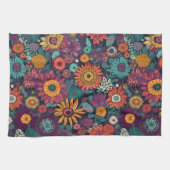 花柄の花束カラフル キッチンタオル (横)