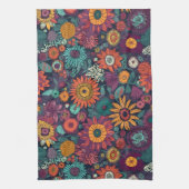花柄の花束カラフル キッチンタオル (縦)