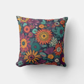 花柄の花束カラフル クッション (正面)