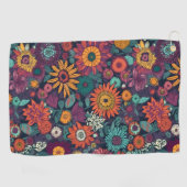 花柄の花束カラフル ゴルフタオル (横)