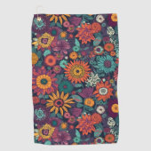 花柄の花束カラフル ゴルフタオル (正面)