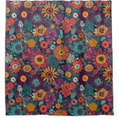 花柄の花束カラフル シャワーカーテン (正面)