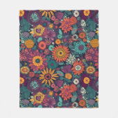 花柄の花束カラフル フリースブランケット (正面)